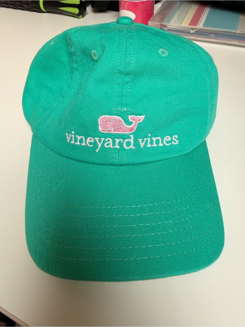 NWT Vineyard Vines Aquinnah Aqua Hat Tag Showing Pink Ribbon Loop